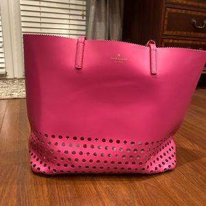 Large Kate Spade Pink and Red Leather Tote